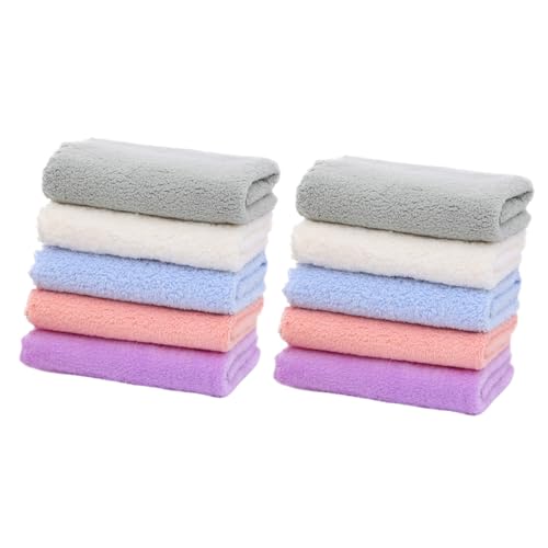 UPKOCH Toallitas para Bebés y Pañuelos Cuadrados Ultra Suaves para Recién Nacido, 10 Piezas de Coralina Densa, Colores, Morado, para Baño Infantil y Alimentación