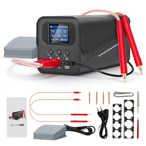 Image of Capacitor Spot Welder, 10.5KW Portable Battery Spot Welder 2000A with Automatic and Foot Pedal 2 Modes, 0.15-0.4mm Nickel Strip Soldering Kit for 18650/21700/LiFePO4 Battery Pack Building