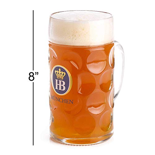 1 Liter Hb"Hofbrauhaus Munchen" Dimpled Glass Beer Stein #TOP2