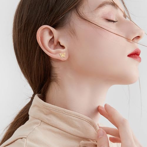 14K Real Gold Earrings Animal Stud for Women Solid Yellow Gold Cute Insect Jewelry Gifts for Girlfriend Wife Mom2