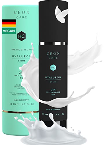 CÉON Bio Hyaluron Creme Gesicht hochdosiert 50ml [+Q10] - Anti Aging Creme für Frauen & Männer vegan - Hyaluronsäure Tages und Nachtcreme - Anti Falten Feuchtigkeitscreme Gesicht - Made in Germany … Cover