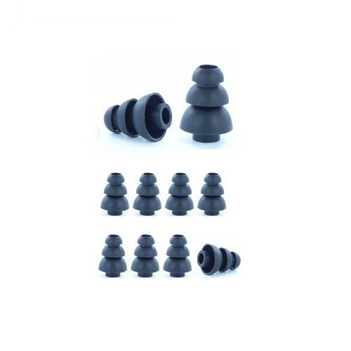 Black, Small - Earphones Plus Brand, Triple Flange Replacement Ear Tips, Earbuds