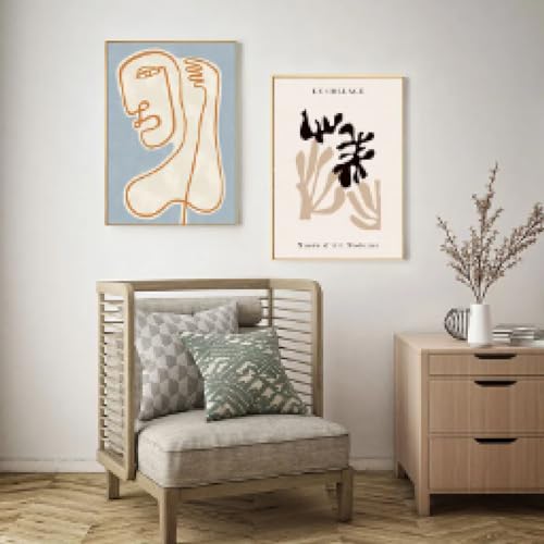 Affiches plantes Matisse salon moderne lot de 2 peintures sur toile pour déco murale zen