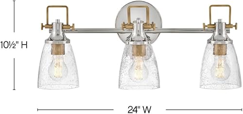 Miniatura 2 de Hinkley Easton - Accesorio de tocador de baño de tres luces, moderno industrial, pantalla de vidrio transparente, se monta hacia arriba o hacia