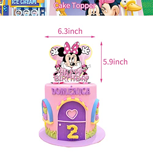 Happy 25 Pcs Minnie Birthday Cake Decorations, Include Cake Topper And Cupcake Toppers, Mouse Birthday Party Decorations For Minnie Themed Party #TOP1