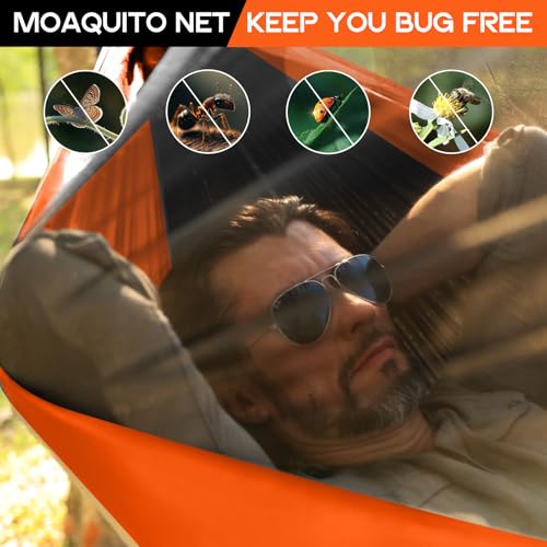Image of Camping Hammock Mosquito Net,Double & Single Portable Hammocks Hammocks with 2 Tree Straps,Hammock Tent for Travel Camping,Camping Accessories for Indoor Outdoor Hiking Backpacking Backyard Beach