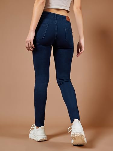 Image of Dolce Crudo Women's Skinny Fit High Rise Regular Length Knee Slit Denim Stretchable Jeans
