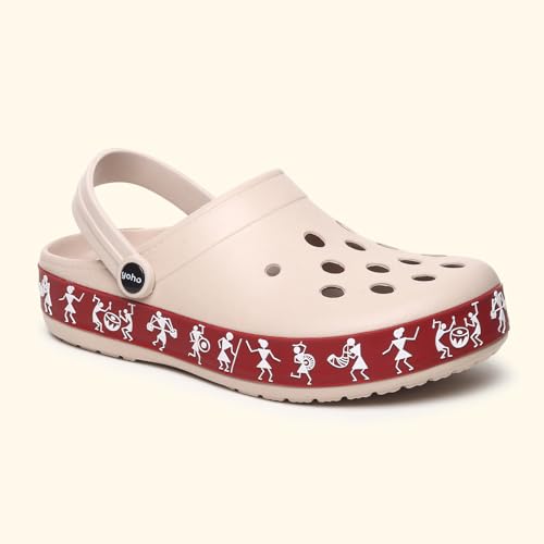 Image of YOHO Hacker Clogs for Women | Waterproof Monsoon Footwear & Rainy Shoes | Tribal Print with Backstrap | 003
