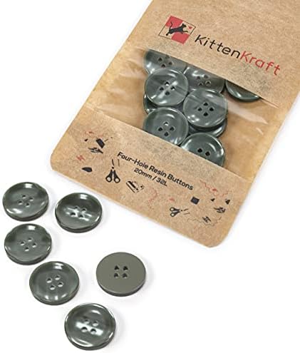 Kitten Kraft 20mm Buttons (4/5 inch, 32L) 10 or 20 Pcs Round Large 4-Hole Resin, 20 Colours, Haberdashery for Crafting, Sewing, Replacement, Knitting Handmade Baby Cardigans (Sweet Pink, 10 Buttons)