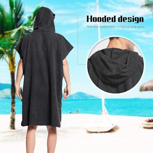 Serviette à séchage rapide type poncho de bain adulte noir - 6