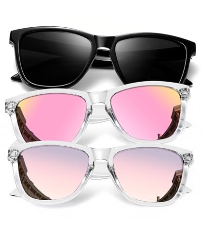 KALIYADI Retro Polarized Sunglasses in Black/Pink