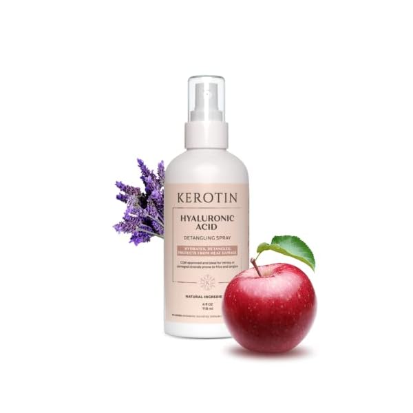 K Kerotin Hyaluronic Acid Detangling Hair Spray | Ultra-Hydrating Mist for all Hair Types | Restore Softness, Strength and Shine | Curly Girl Method Approved | Cruelty-Free