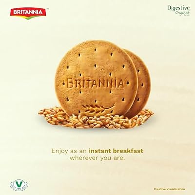 BRITANNIA Digestive Original Biscuits 14.11oz (400g) - Whole Wheat Flavor Cookies - Breakfast & Tea Time Healthy Snacks (Pack of 1)