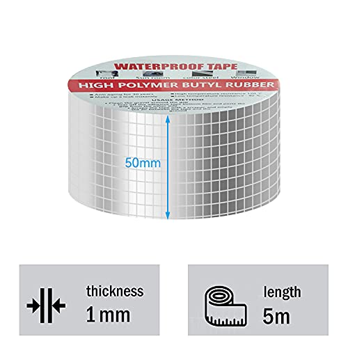 Miniatura 2 de Taipintee Cinta De Butilo Impermeable Autoadhesiva 50mmx5m, Cinta Adhesiva Para Fugas De Agua, Cinta De Butilo Para Reparación, Impermeable Sellador Adhesivo, Cinta De Reparación