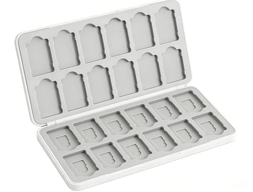 PERFECTSIGHT Cute Game Card Case for Nintendo Switch/Switch Lite/OLED, 24 Switch 2 Game Holder Cartridge Case for Game Cards and 24 SD Cards, Kawaii Portable Compact Storage Box (Poke)