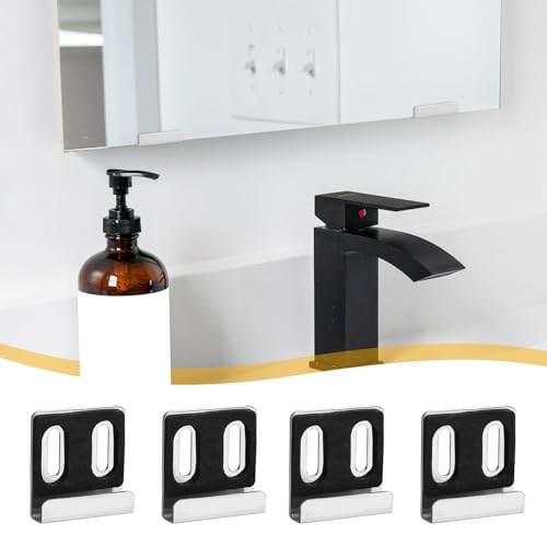 Image of 8pcs Metal Mirror Clips, Wide Channel Mirror Hangers for Frameless Mirror Mounting Hardware Heavy Mirror Holder Hooks Hanging Bracketswith Screws for Wall Mounting Mirror Billboard