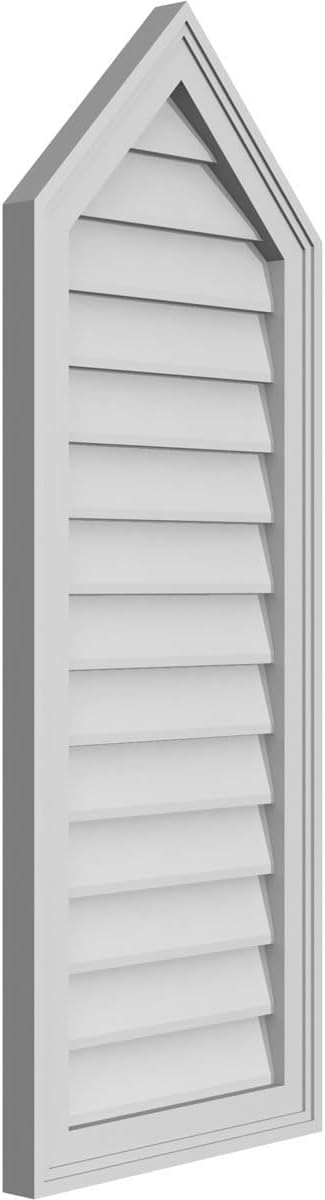 GVSPE16X4202SN-12 Peaked Top Brickmould Frame, Primed Tan Signature Series Surface Mount Gable Vents, 16-in. W x 42-in. H, Unfinished