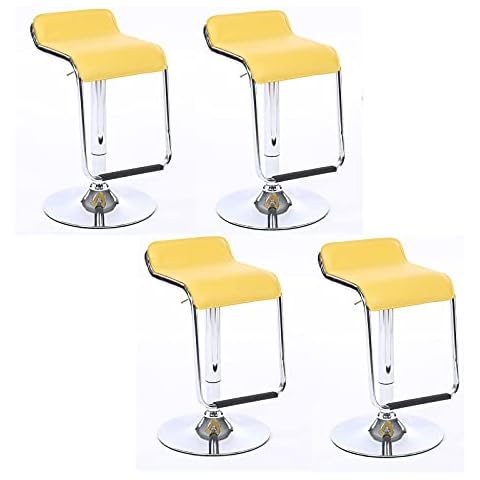 XLAHD Latest Bars tool Modern Set Of 2 Bar Stools, Adjustable Bar Chair, Streamline Leather Seat Bar Stool, For Home Kitchen Counter Height (Color : Yellow, Size : 4 pcs) Cover