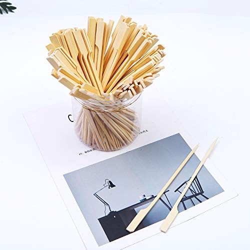 ANECO 100 Pieces Bamboo Paddle Skewers Barbecue Bamboo Skewers Cocktail Sticks for Barbeque, Kebabs, Burgers, Cocktails, Buffets Party (18 cm)