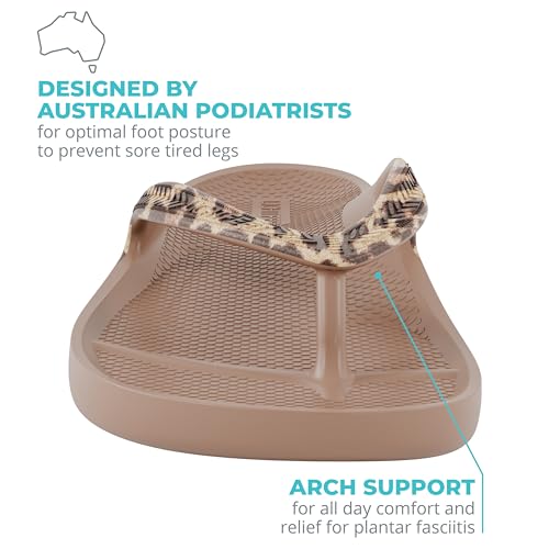 LightFeet Women Arch Support Flip Flops for Plantar Fasciitis Leopard Print3