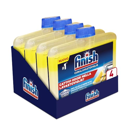 Finish Curalavastoviglie al Limone, Additivo per una Lavastoviglie Pulita dai Residui di Grasso e Calcare, 250ml (confezione da 4)