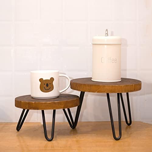 Uziass Wooden Indoor Plant Stand Set,Metal Legs Flower Pot Holders for Indoor Living Room Entryway