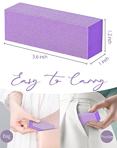 Maryton Nail Buffer Block, Medium/Fine Grit 100/180 Finishing Buffers for Acrylic Nails Gel Polish Nails, 3 Way Professional Pedicure Manicure Buffer Kits, 5 Count (Purple) - Thumbnail 7