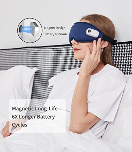 Jxp Sleep Mask Rechargeable Cordless Eye Massager With Heat And Vibration, Heated Eye Masks For Eye Relax Improve Sleep, 3D Contoured Zero Pressure Eye Mask For Sleeping, Gift For Men/Women, Blue #TOP3