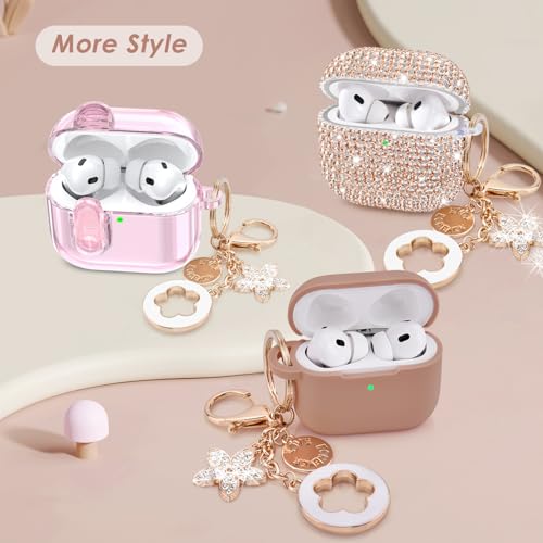Case for Apple Airpods Pro 3 Case Cover 2025, VISOOM Bling Jewerly Airpods iPods Pro3 Cases Cute Glitter Diamond Airpod iPod Pro3 Cases Rhinestone AirPods iPods Pro 3rd Gen Cas with Keychain for Women by VISOOM - Image 9
