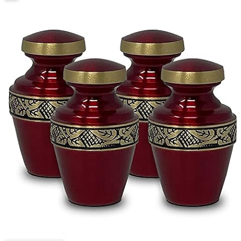 Classic Pewter Set of 4 Keepsakes - Momentful Life - Cremation Keepsake Urns (Revere Crimson) Cover