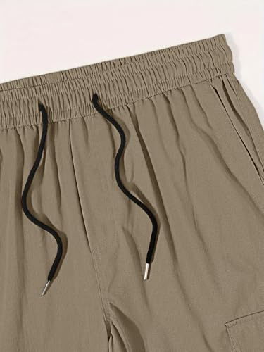 Image of Vogaan Casual Solid Men's Loose Fit Drawstring Cargo Pants with Multiple Pockets | Cotton Cargos for Men