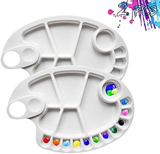 Non-Stick Paint Palette 2 PCS Artist Paint Mixing Tray Palette Oval Shaped Easy