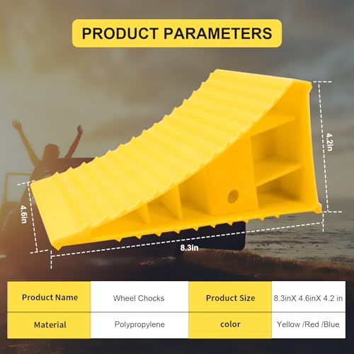 Image of 4Pack Wheel Chocks for RV Trailer Non Slip Heavy Duty Yellow
