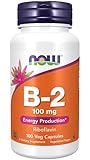 Now Foods Vitamin B2 (Riboflavin), 100mg, hochdosiert, 100 vegane Kapseln, Laborgeprüft, Glutenfrei, Sojafrei, Vegetarisch, ohne Gentechnik, für die Haut und Schleimhäute