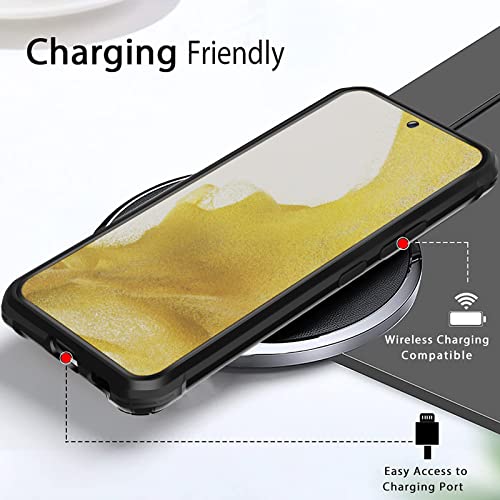 Supbec Samsung Galaxy S22 Case, Carbon Fiber Shockproof Protective Cover With Screen Protector [X2] [Scratch Resistant & Anti-Fingerprint] [Military Grade Protection], Galaxy S22 Case, 6.1", Black #TOP5