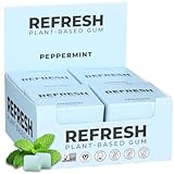 Refresh Gum, Xylitol, Natural, Sugar Free, Plastic Free, Natural Flavors & Organic Ingredients, Plant-Based, Low Calorie, Non GMO, Gluten Free, Vegan, Peppermint, 12 Pcs, 12 Pck