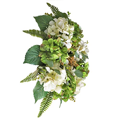 Hydrangea Wreaths Front Door Outside White - 18 Inch Spring Summer Wreath With Farmhouse Hello Sign And Handmade Grapevine Wreath For Rustic Home Wall Wedding Festival Party Wedding Decoration #TOP2