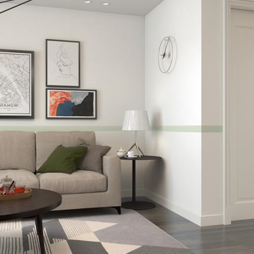 LACHEERY Bordüre Selbstklebend Mint Tapetenbordüre Grün Vinyl für Spiegelrand 7.6cm x 500cm Wandbordüre Selbstklebend Grün Wasserdicht Wand Tapeten Deko Bordüre Tapete für Badezimmer Wohnzimmer Möbel