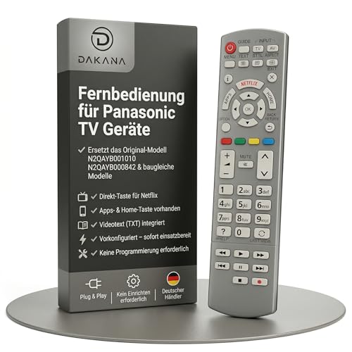 Dakana Ersatz Fernbedienung für Panasonic N2QAYB001010 Fernseher N2QAYB000842 Viera universalfernbedienung für Panasonic TV Remote Control vorkonfiguriert