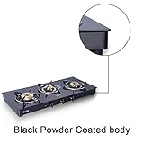 Glen 3 Burner Gas Stove Auto Ignition with SS Drip Tray (CT3B73BLBBAI Cooktop, Black)