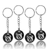 ZORZA 4Pcs Mini 8 Ball Keychain Personalized Lucky Billiards Pendant Charm Keyring 25mm Diameter for Billiards Enthusiasts