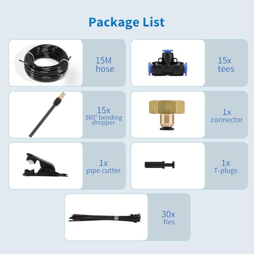 50FT Drip Irrigation System, Complete Garden Watering Kit with Rust-Proof Copper Nozzles - UV Stabilized Flexible Hose for Lawn, Greenhouse, Patio Plants β image 8