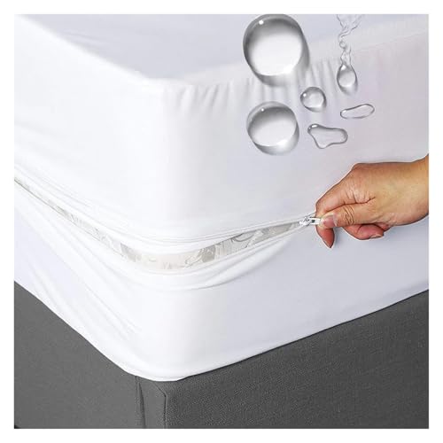 Protège matelas imperméable 140x200x30 housse lit double zippée grise