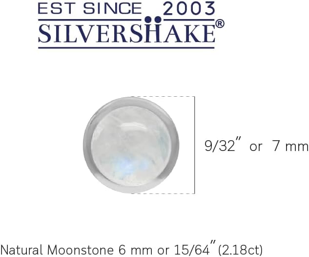 Silvershake 6MM Round Shape Cabochon Stones or Inlay White Gold Plated or Yellow Gold Plated 925 Sterling Silver Bezel Set Stud Earrings Jewelry for Women or Teens