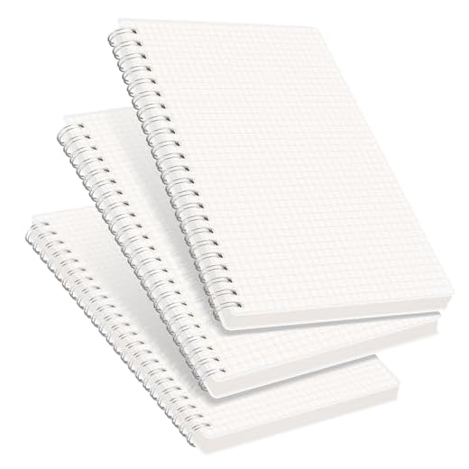 RETTACY Spiral Graph Notebooks 3 Pack - A5 Small Notebooks with Graph Pages,480 Pages Total,100gsm Thick Graph Paper,5.7"x 8.3"