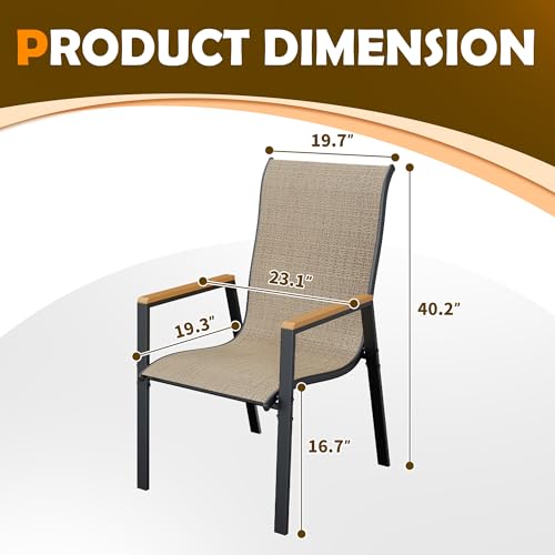 Udpatio Stackable Patio Chairs Set Of 4, Outdoor Stackable Dining Chairs With High Back thumb #2