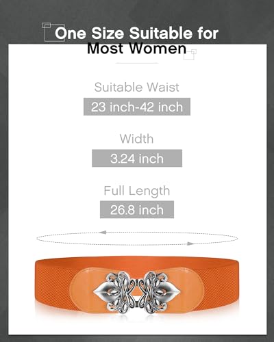 SATINIOR 6 Pieces Women Wide Stretchy Waist Belt Retro for Dress Elastic Belt with Buckle PU Leather Vintage2