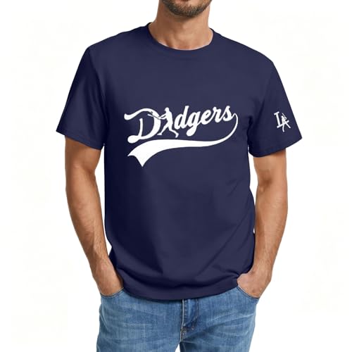 Baseball Shirts for Men Baseball Player Graphic Tee Baseball Team Sports Fan Funny Casual Short Sleeve Tops Blue