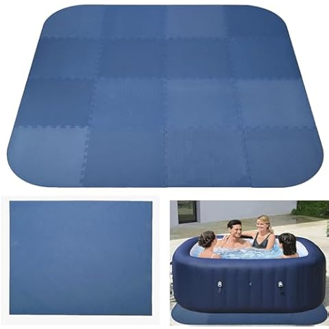 ISXACFF 1/2" Extra Thick Hot Tub Mat, 85 Inch Hot Tub Pad for Inflatable Tubs Interlocking EVA Foam Padding Foundation Indoor Outdoor Ground Base Flooring Mats Protector Non Slip Pool Spa Floor Pads Cover