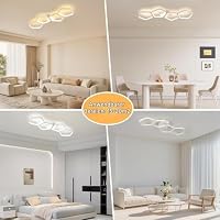 Kuwork LED Deckenleuchte Wohnzimmer 81cm, 48W Dimmbar 3000K-6500K, 4-Flammig Geometrisches Design, Fernbedienung & App, Nachtlicht, Memory-Funktion, Moderne Deckenlampe, Weiß – Ansicht 7